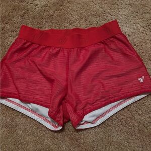 Varsity Red Athletic Shorts Lightweight Breathable Design